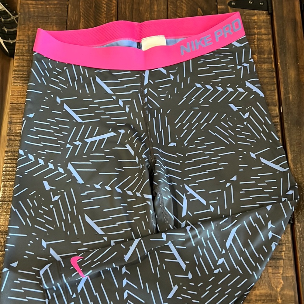 Nike Pro capris! Blue, dark gray and pink! EUC